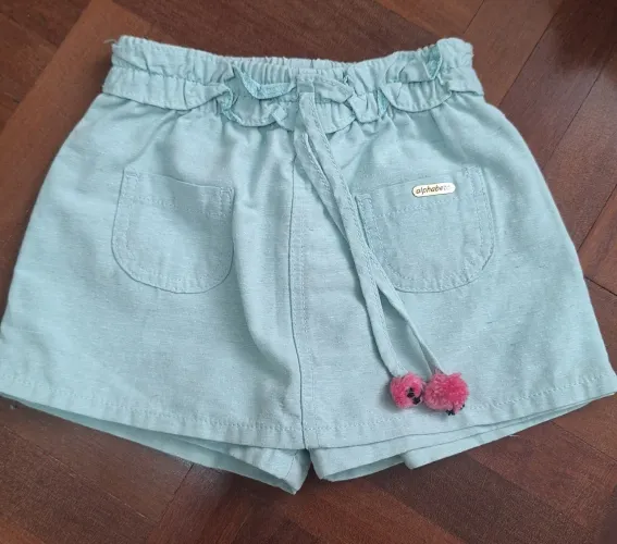 Short Alphabeto Verde Tecido Tamanho 5