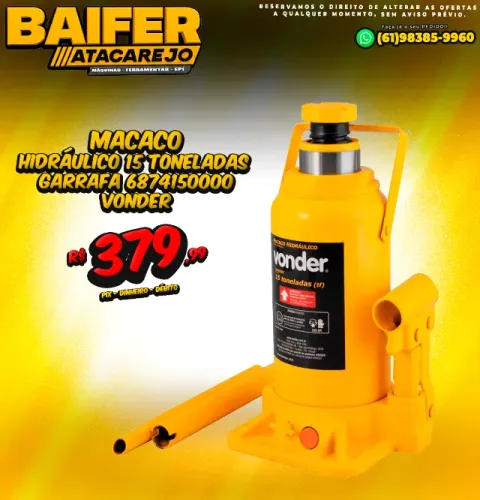 Macaco Hidráulico 15 Toneladas Garrafa * Vonder
