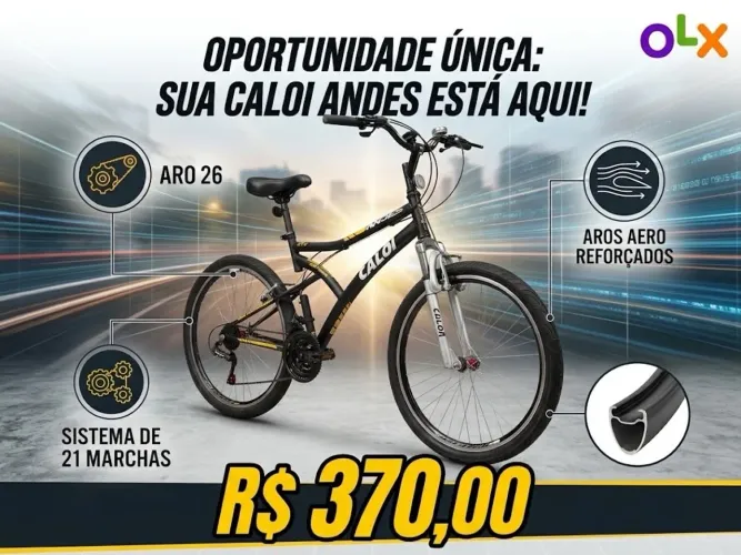 Bicicleta Caloi Andes Aro 26 (21 Marchas, Câmbio Rapid Fire + Acessórios)