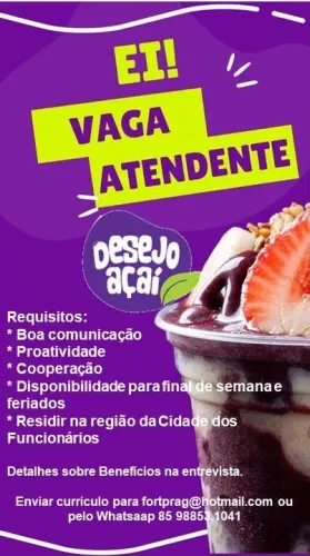 Atendimento Loja de Açaí 