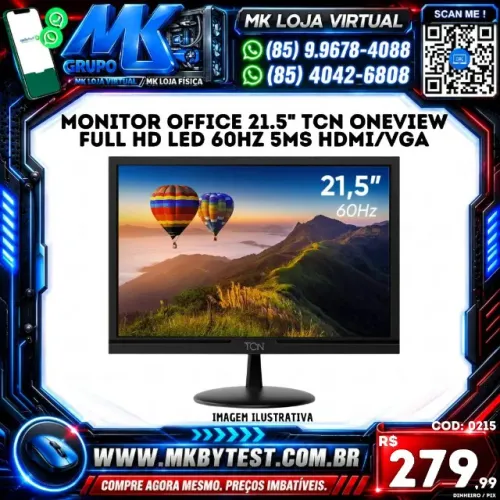 Monitor Office 21.5" TCN Oneview Full HD LED 60Hz 5ms HDMI/VGA