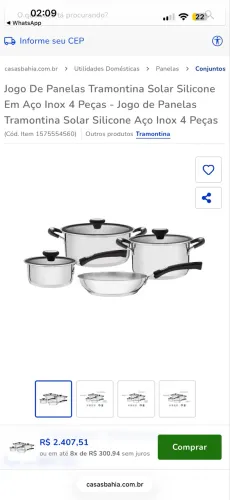 Jogo de panelas tramontina solar silicone 4 peças. Produto novo