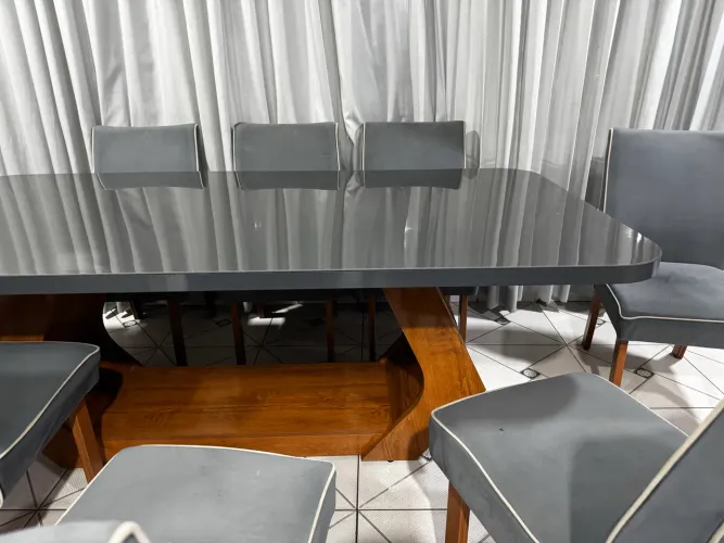 Mesa tampão de vidro 8 lugares