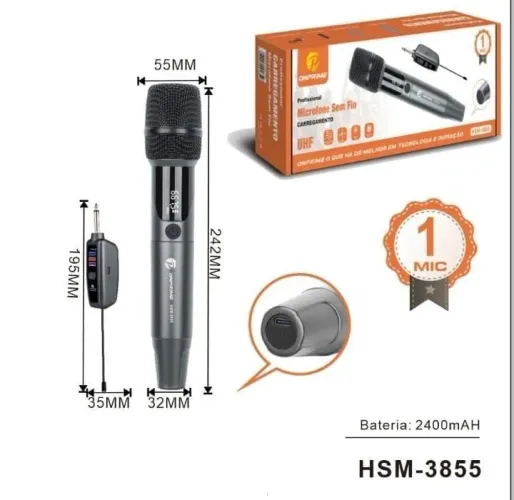 Microfone sem fio recarregável uhf profissional