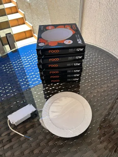 Kit 6 Painéis Plafon LED Redondo 12W 6500K Embutir Foco - Novo