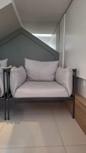 Conjunto 2 Poltronas de Jardim Aço Cinza - Pouco Uso / Showroom