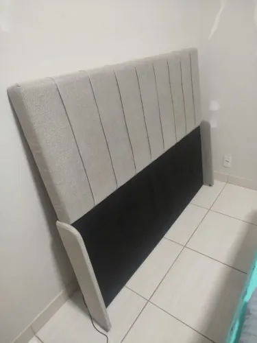 Cabeceira Estofada Queen160cm Linho Cinza