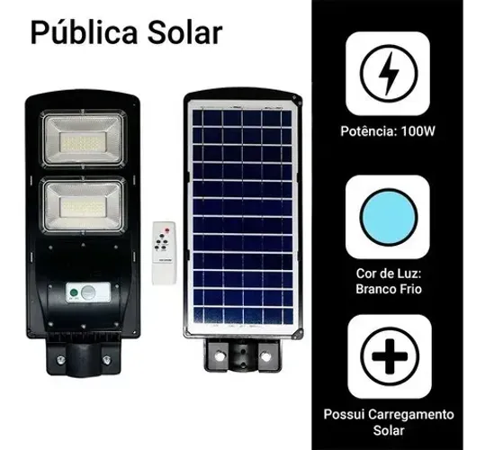 Luminária Led Solar Luminária Pública Poste Rua Led 200w Luz Branco