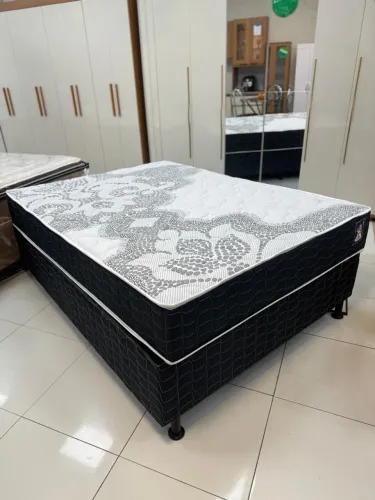 Cama Box Casal América Ley Colchões, base + colchão com molas ensacadas - Entrega imed