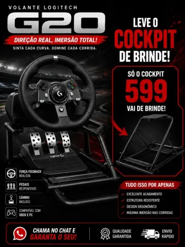 Volante G20 para PC e xbox mas suporte de brinde 