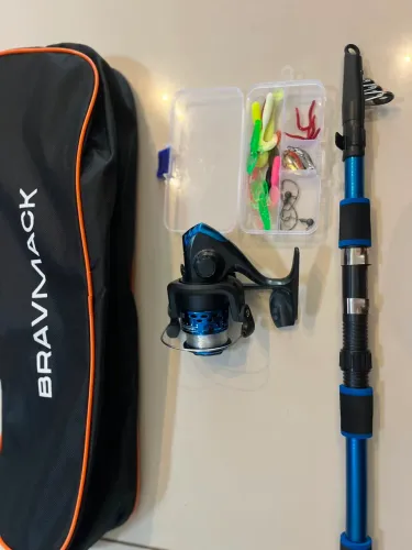 Kit vara de pescas com iscas e anzóis - Ofertas