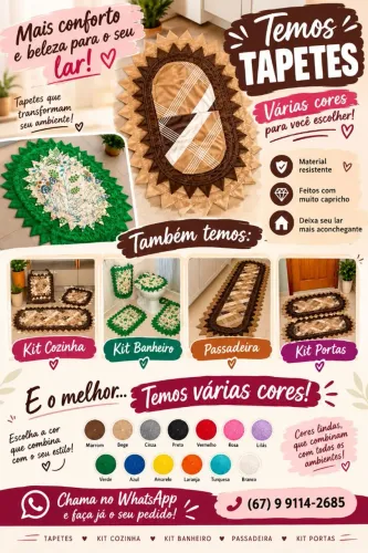? TAPETES ARTESANAIS LINDOS - VÁRIAS CORES E MODELOS! ?