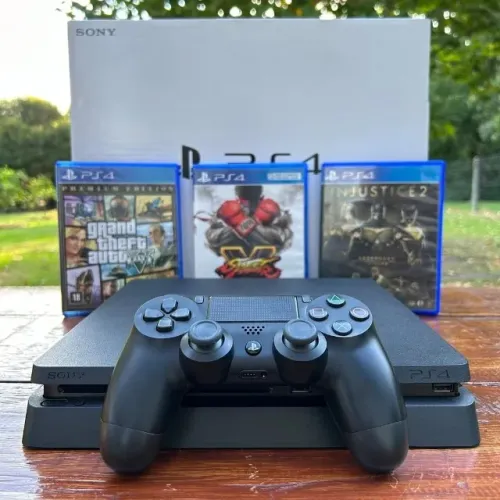 PS4 Slim 1TB Seminovo Completo Com Controle Original e Garantia