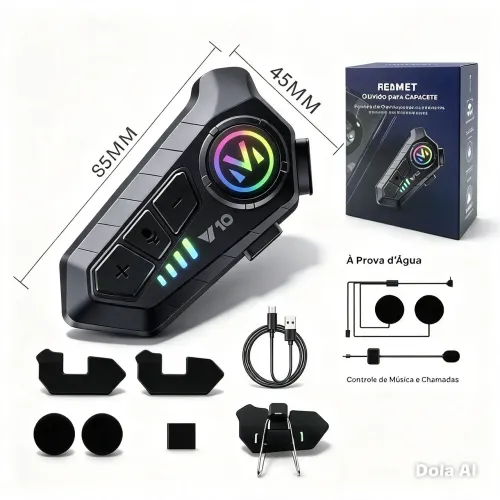 Fone Bluetooth para Capacete W10 ? Áudio Nítido + Chamadas Mãos Livres