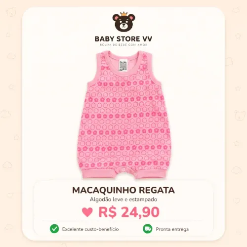 Macaquinho regata em algodão macio