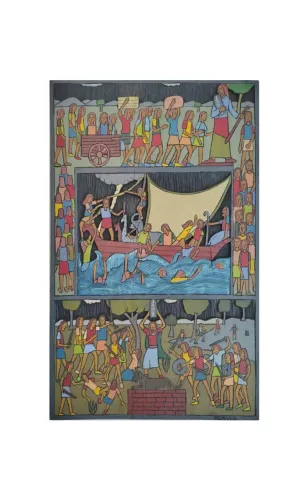 Talha em Madeira do mestre Artesão Rômulo de Olinda, 80x50cm, Assinada, Cenas Bíblicas.
