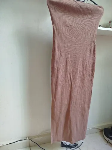 Vestido midi canelado feminino