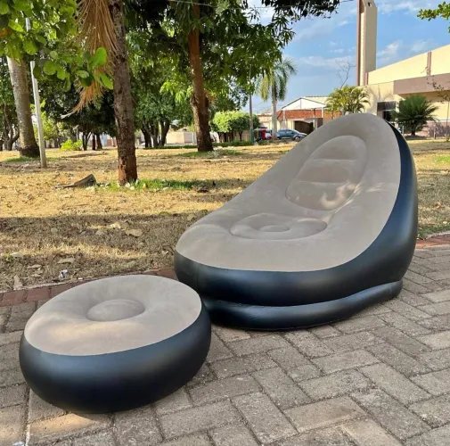 Conjunto de Puff e Poltrona Inflável 