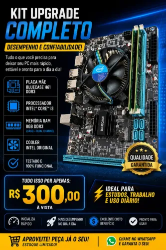 kit: placa mâe bluecasa h61 ddr3 processador intel I3 ddr3 memoria de 8g, 2 pentes de 4g c