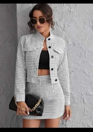 Conjunto tweed xadrez P/M