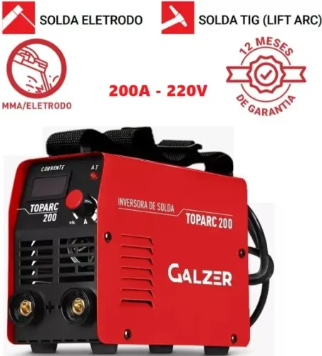 Máquina Inversora de Solda Profissional Mma Tig e Tig Tocha Seca 200A 220v (Promoção)