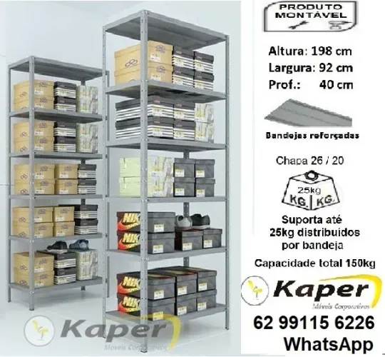 Prateleira  / Estante de aço Profundidade 40cm c/ reforço ( novo ) Promoção