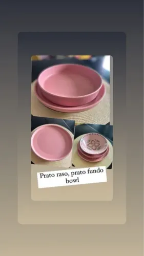 Jogo de pratos rosa - tenho 12 de cada