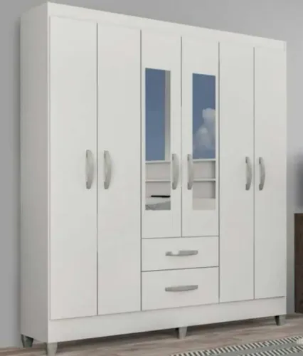 Guarda Roupa 6 Portas 2 Gavetas Espelho Novo Varios Modelos