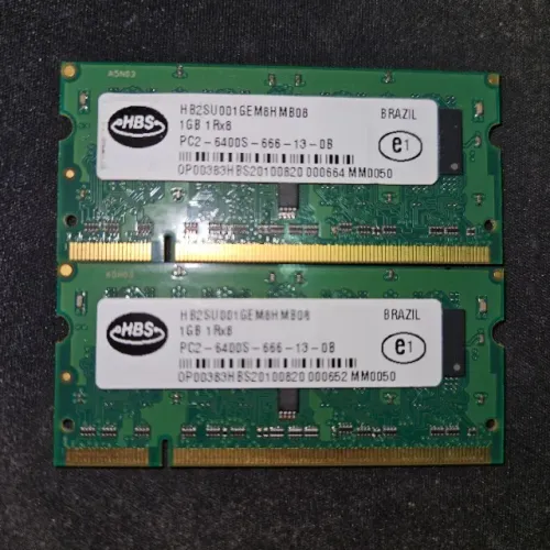 MEMÓRIA 1GB HBS DDR2 1RX8 PC2-6400S-666 13-0B - HB2SU001GEM8HMB08