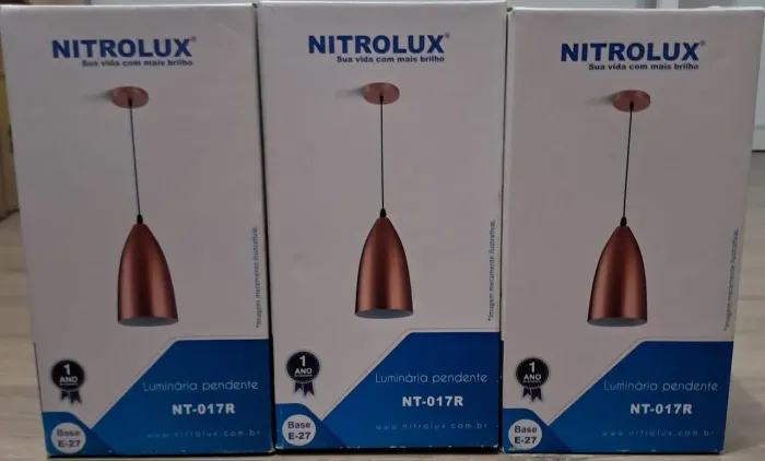 Kit com 3 Lustres Pendente Nitrolux Detroit Cobre