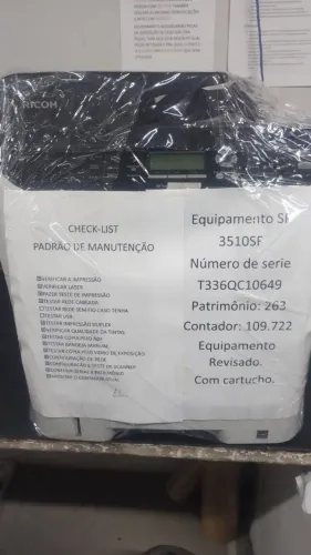 Copiadora Ricoh SP 3510 Impressão Preto/A4 Funcionando com Toner