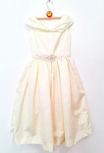 vestido infantil de festa vintage 80 amarelo claro
