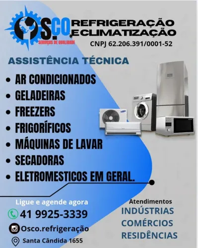 Técnico em Refrigeração - Conserto geladeiras, Máquinas de lavar e ar, Curitiba e região.