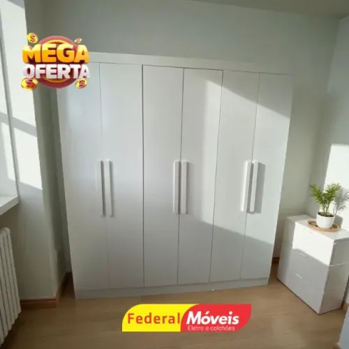 Guarda Roupa Casal 100% MDF 6p 2g OFF WHITE (TEMOS CREDIÁRIO)