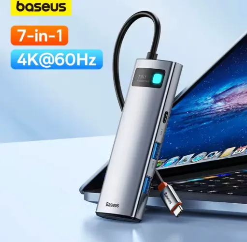 Adaptador USB-C Baseus 7-em-1 4K@60Hz