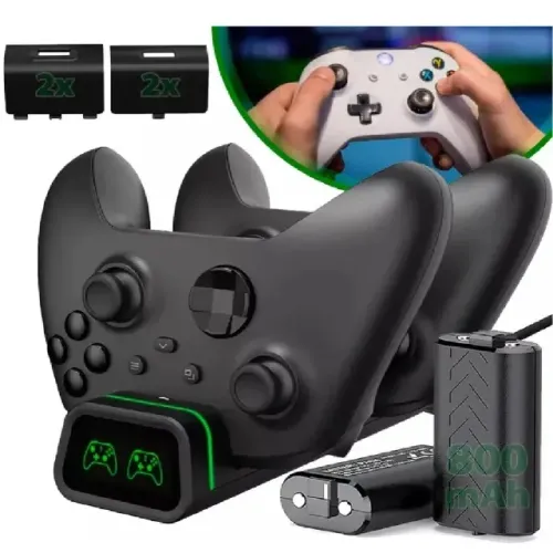 Dock Carregador Para Controle Xbox One E Serie S X + 2 Baterias 800mAh