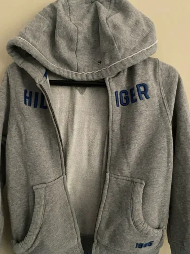 Casaco de Moletom Infantil - Tommy Hilfiger Cinza com Capuz