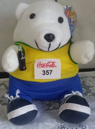 Pelúcia Colecionável Ursos Esportistas corredor promoção Coca-Cola