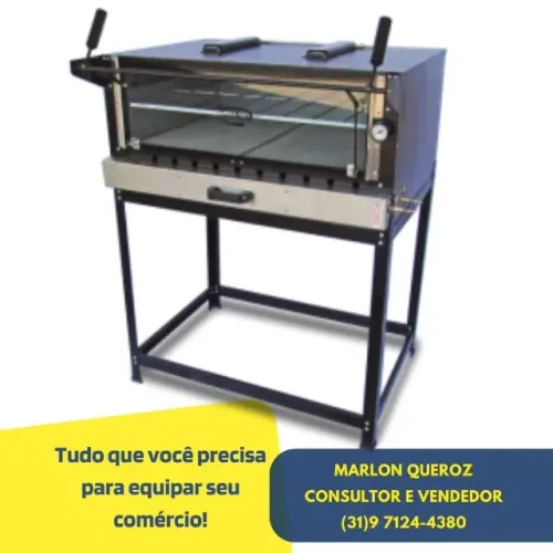 Forno de Pizza a Gás 80x60CM Cristal Aço