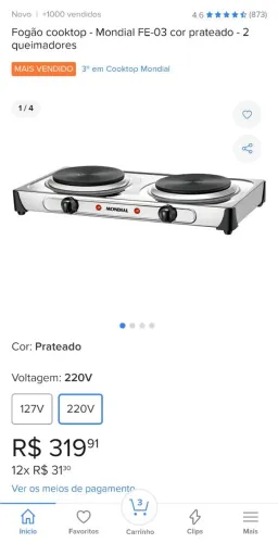 FOGÃO ELÉTRICO MONDIAL 