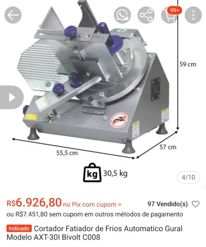 Cortador fatiador automático , 40 fatias por minuto