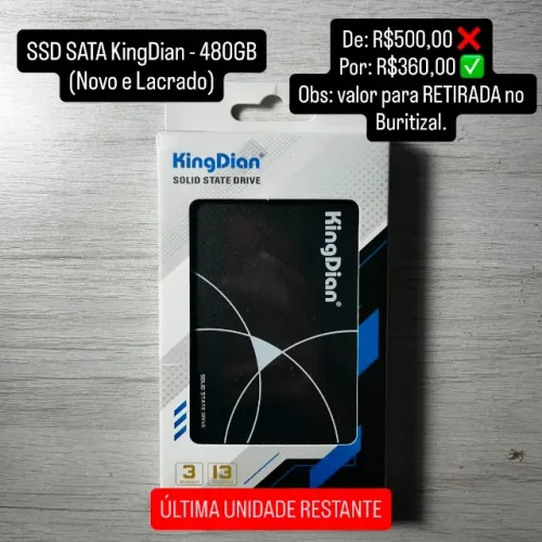 SSD 480GB KingDian (Novo e Lacrado) PROMOÇÃO