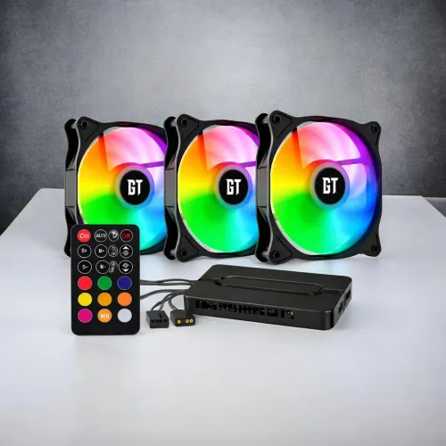 Kit 3 fans argb + controladora