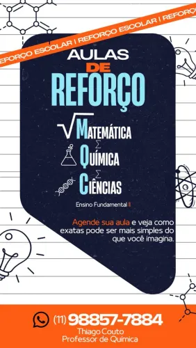 ? Aulas de Reforço Escolar - Matemática, Química e Ciências.<br>