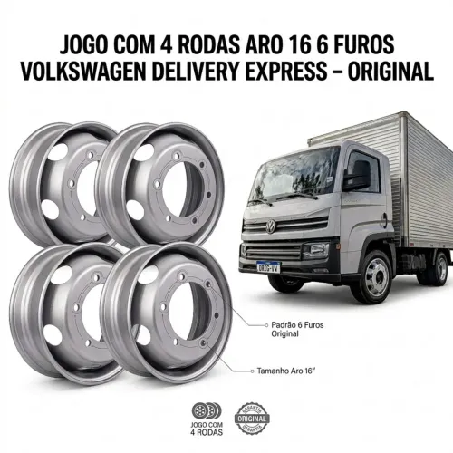 Jogo Com 4 Rodas Aro 16 6 Furos Volkswagen Delivery Express - Original