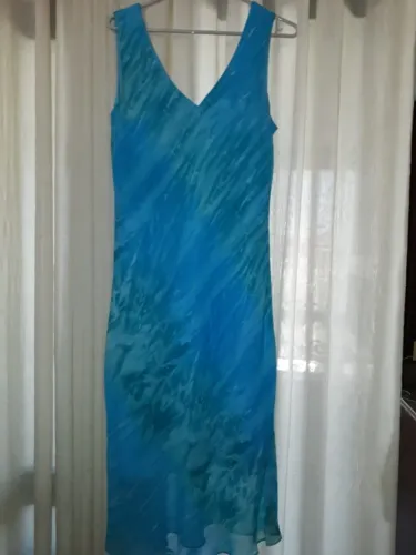 Vestido midi crepe de seda forrado - Shanes - tam 44/46 - novo