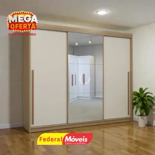 Guarda Roupa c/ Espelho 3 Portas 6 Gavetas - Promoção Por Tempo Limitado!