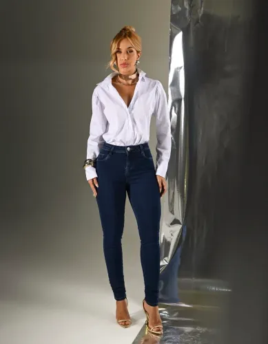 Calça Jeans Skinny Feminina Escura Tam 38 