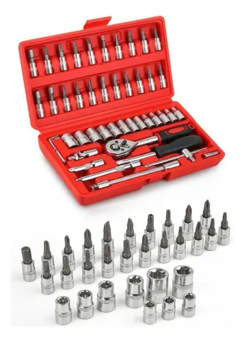 Kit de Chaves Com Catraca Reversível 46 Soquetes Com Maleta