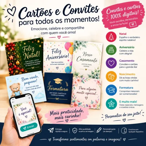 CARTÕES E CONVITES DIGITAIS PERSONALIZADOS
